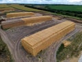 Aerial view of bales of straw