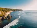 Aerial view of Bali island. Rocks, beach and ocean