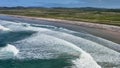 Aerial view of Ballyliffin Beach Strand on the Atlantic Ocean in Co Donegal Ireland Royalty Free Stock Photo