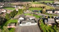 Aerial view of Ballynure Primary School in the Village of Ballynure near Ballyclare Town Co Antrim Northern Ireland Royalty Free Stock Photo