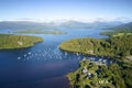 Aerial view of Balmaha Scottish village at Loch Lomond