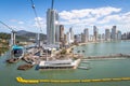 Aerial view of Balneario Camboriu city and Cable cars - Balneario Camboriu, Santa Catarina, Brazil