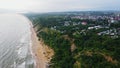 Aerial view of Baltic sea beach in Wladyslawowo, Poland