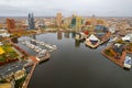 Aerial view of Baltimore Inner Harbor and downtown Baltimore in the US Royalty Free Stock Photo