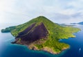 Aerial view Banda Islands Moluccas archipelago Indonesia, Pulau Gunung Api, lava flows, coral reef. Top travel tourist destination