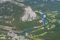 Aerial view of Banff Springs Golf Course and Tunnel Mountain, Banff National Park, Alberta, Canada. Royalty Free Stock Photo