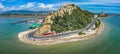 Aerial view of Bang Saen Kao Sam Muk hill viewpoint, near Pattaya, Chonburi, Thailand Royalty Free Stock Photo