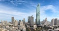 Aerial view of Bangkok city building cityscape, hight view building panorama on Sathorn Road center of business in Bangkok