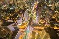 Aerial view Bangkok city business downtown and road intersection