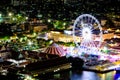 Aerial view Bangkok city night view Modern building condominium