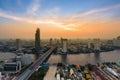 Aerial view, Bangkok city river curved Royalty Free Stock Photo