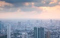 aerial view of Bangkok City skyscrapers with King Power MahaNakhon building Thailand