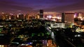 Aerial view of Bangkok cityscape at dusk Royalty Free Stock Photo