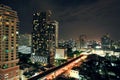 Aerial view of Bangkok downtown at Night Royalty Free Stock Photo