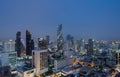 Aerial view of Bangkok Downtown Skyline with road street. Thailand. Financial district and business centers in smart urban city in Royalty Free Stock Photo