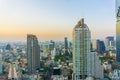 Aerial view of Bangkok Skyline modern office buildings