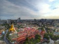 Aerial view bangkok temple town landmark golden buddha Royalty Free Stock Photo