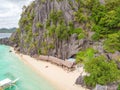 Aerial view of Banol Beach on paradise island, Coron, Palawan, Philippines - tropical travel destination Royalty Free Stock Photo