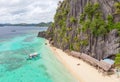 Aerial view of Banol Beach on paradise island, Coron, Palawan, Philippines - tropical travel destination Royalty Free Stock Photo