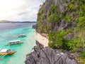 Aerial view of Banol Beach on paradise island, Coron, Palawan, Philippines - tropical travel destination