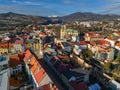 Aerial view of Banska Bystrica city center during winter with Krizna mountain on horizont Royalty Free Stock Photo