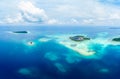 Aerial view Banyak Islands Sumatra tropical archipelago Indonesia, Aceh, coral reef white sand beach. Top travel tourist
