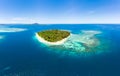 Aerial view Banyak Islands Sumatra tropical archipelago Indonesia, Aceh, coral reef white sand beach. Top travel tourist