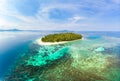 Aerial view Banyak Islands Sumatra tropical archipelago Indonesia, Aceh, coral reef white sand beach. Top travel tourist