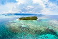 Aerial view Banyak Islands Sumatra tropical archipelago Indonesia, Aceh, coral reef white sand beach. Top travel tourist