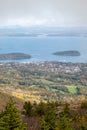 Aerial view of Bar Harbor Maine in Acadia National Park Royalty Free Stock Photo