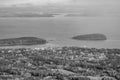 Aerial view of Bar Harbor Maine in Acadia National Park Royalty Free Stock Photo