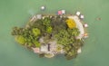 Aerial view of Barahi temple island in Pokhara, Nepal. Royalty Free Stock Photo
