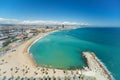 Aerial view of Barcelona Beach in summer day along seaside in Barcelona, Spain. Mediterranean Sea in Spain Royalty Free Stock Photo