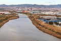 Aerial view of Barcelona and El Llobregat river