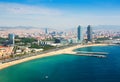 Aerial view of Barcelona from Mediterranean Royalty Free Stock Photo