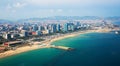 Aerial view of Barcelona from Mediterranean coast Royalty Free Stock Photo