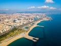 aerial view of Barcelona from Mediterranean sea. Royalty Free Stock Photo