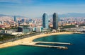 Aerial view of Barcelona from Mediterranean sea Royalty Free Stock Photo