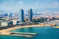 Aerial view of Barcelona from Mediterranean Royalty Free Stock Photo