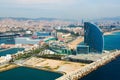 Aerial view of Barcelona from sea Royalty Free Stock Photo