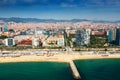 Aerial view of Barcelona from sea Royalty Free Stock Photo