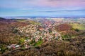 Aerial view of Barr, a town in the foothills of the Vosges Mountains - Grand Est, France