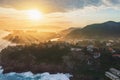 Aerial view of Barra da Tijuca Ponta da Joatinga at sunset - Rio de Janeiro, Brazil Royalty Free Stock Photo