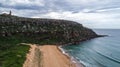 Aerial view of Barrenjoey lighthouse atop headland at Palm Beach, Sydney Australia Royalty Free Stock Photo