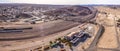 Aerial view of Barstow community a residential city of homes and commercial property community Mojave desert California