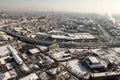 Aerial view at Basarab passage in winter Royalty Free Stock Photo