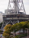 Aerial view of base of Nagoya TV tower and Hisaya Odori Park, Japan Royalty Free Stock Photo