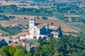 Aerial view of the basilica of saint francis of Assisi, Italy Royalty Free Stock Photo