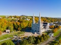 Aerial view of the Basilica of Sainte-Anne-de-Beaupre church with beautiful fall color Royalty Free Stock Photo