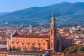 Aerial view of Basilica Santa Croce in evening sun, Florence Royalty Free Stock Photo